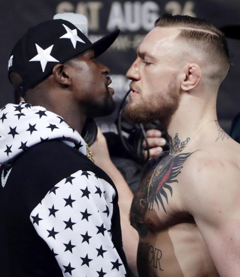  Floyd Mayweather and Conor McGregor face eachother on August 26 in Las Vegas