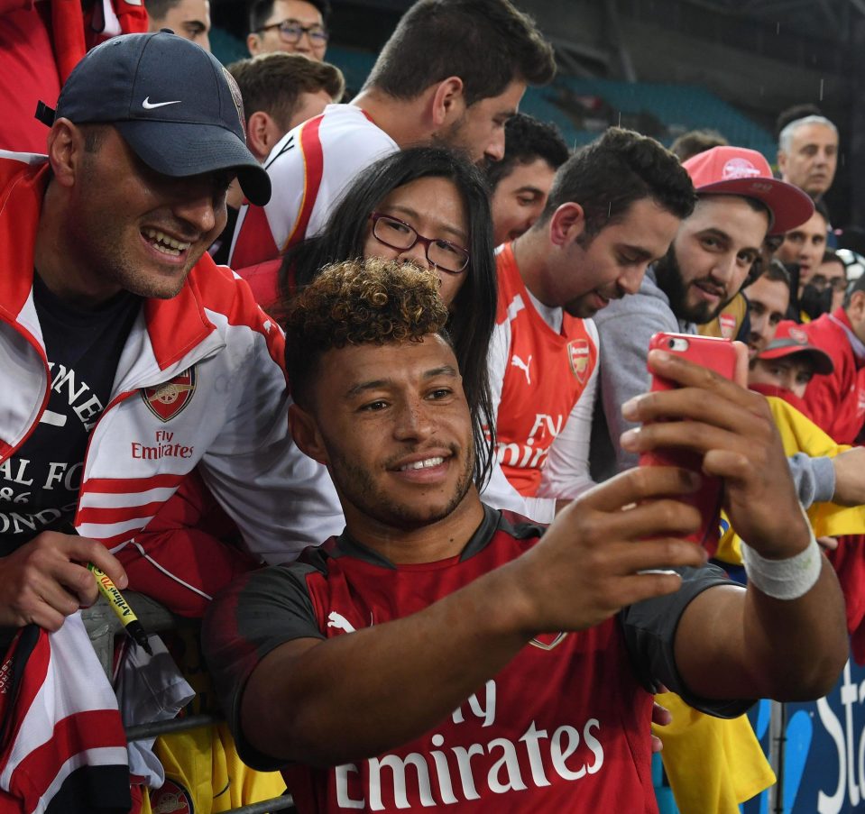  Alex Oxlade-Chamberlain also made time for selfies with supporters