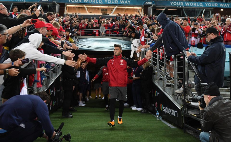  New signing Sead Kolasinac gave high-fives to fans