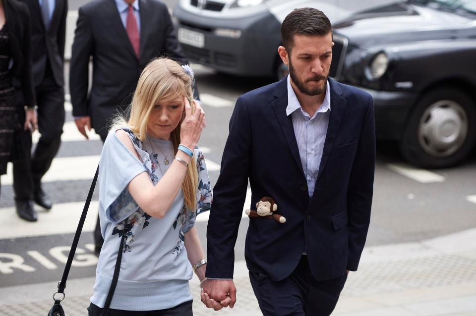  Connie Yates and Chris Gard arrive at the High Court on Friday as their agonising court battle continues