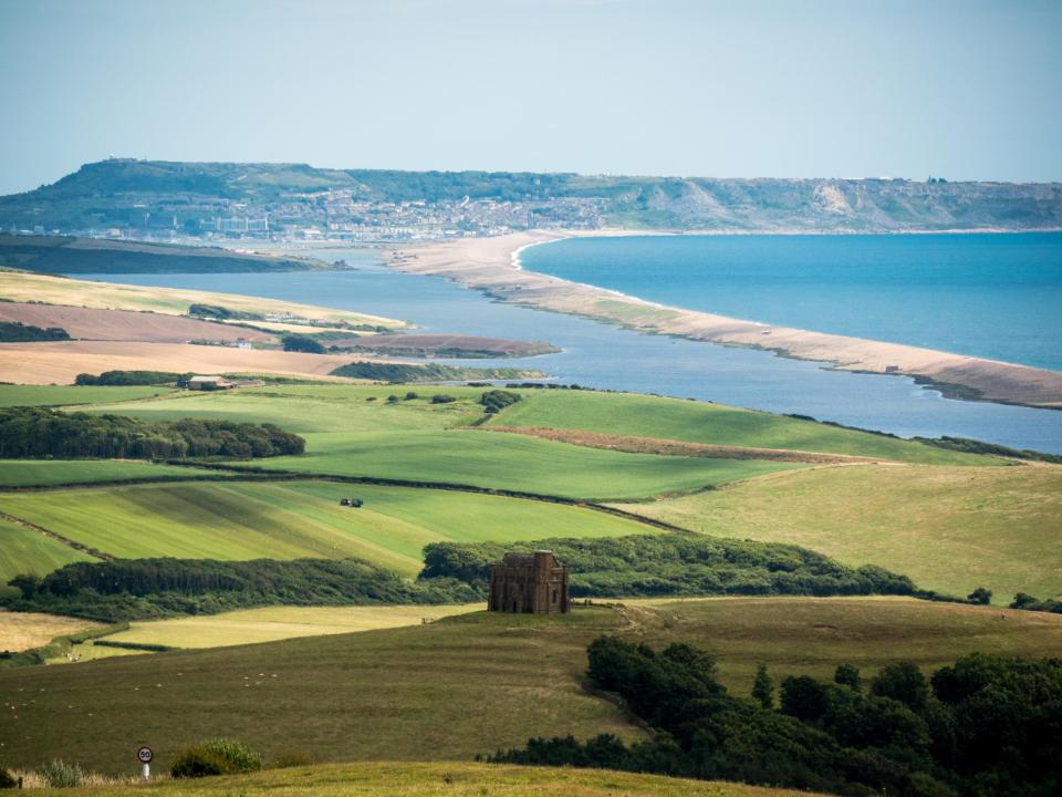  Sunny weather over west Dorset looking towards Weymouth and Portland from Abbotsbury Hill