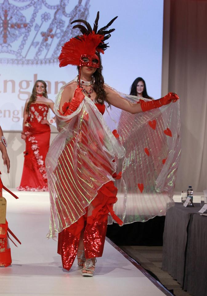  Christina Cunninghamm, Miss Farnworth and Kearsley, wore a dress complete with cape in the Lady in Red eco round