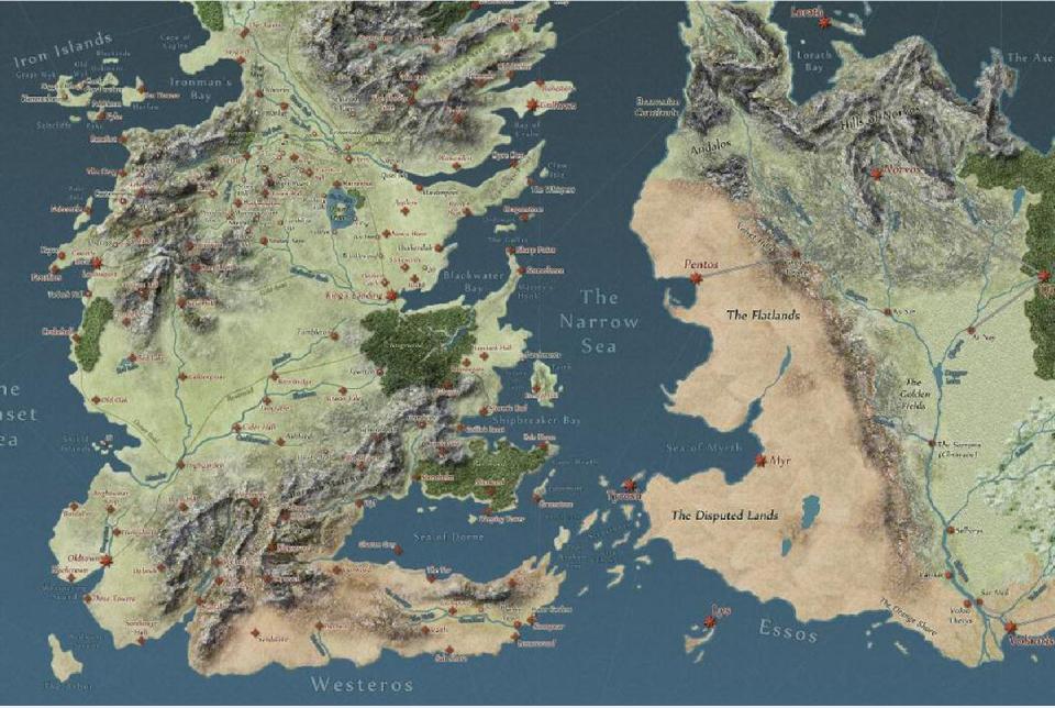  The fictional land of Westeros that is the setting for Game of Thrones