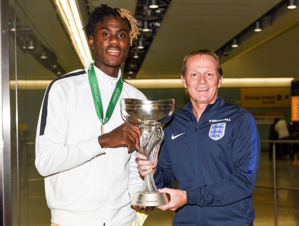  Trevor Chalobah - who missed out on the knock-out stage due to injury - stands proudly with head coach Keith Downing