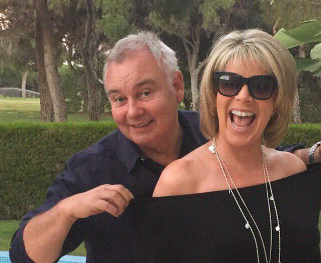  Cheeky! Eamonn couldn't resist playfully pulling his wife's off the shoulder top