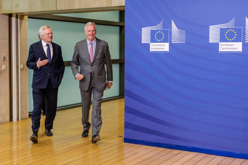  He appeared at a brief press conference with the EU's chief negotiator Michel Barnier