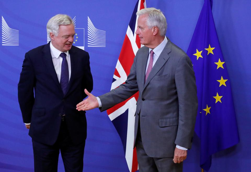  David Davis and Michel Barnier pictured during talks this month