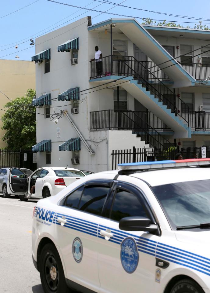  A police car sits in the Overtown area of Miami where the fifth grader died