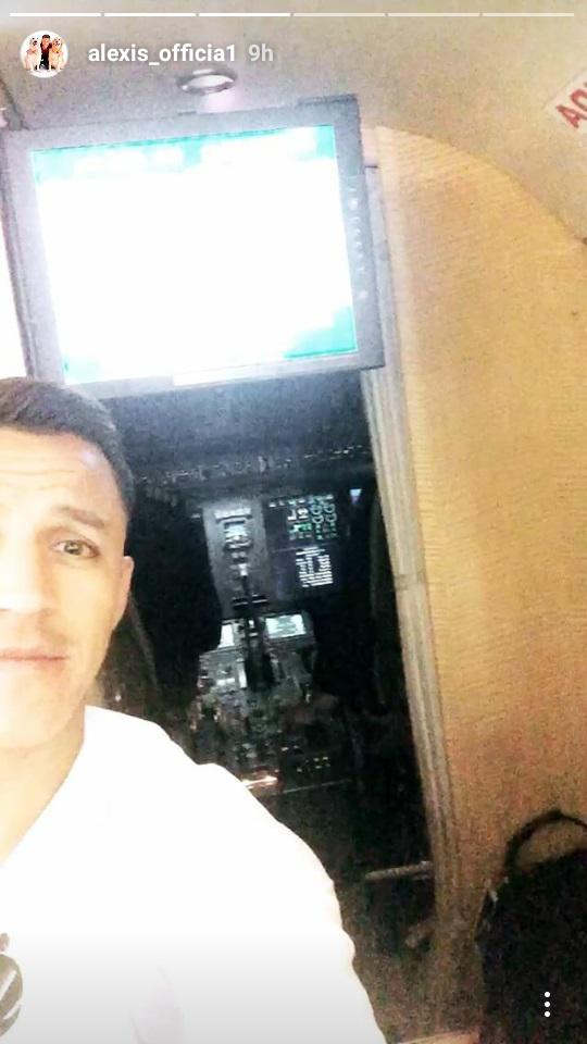 Alexis Sanchez showed off the cockpit area on the private plane as he put transfer talk behind him