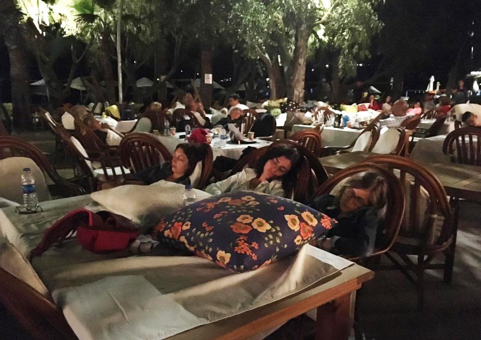  Hotel guests sleep outdoors after abandoning their rooms in Bitez