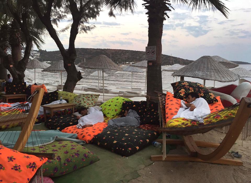  People were forced to sleep on the beach after spending the night outside in Bitez, about 4 miles west of Bodrum