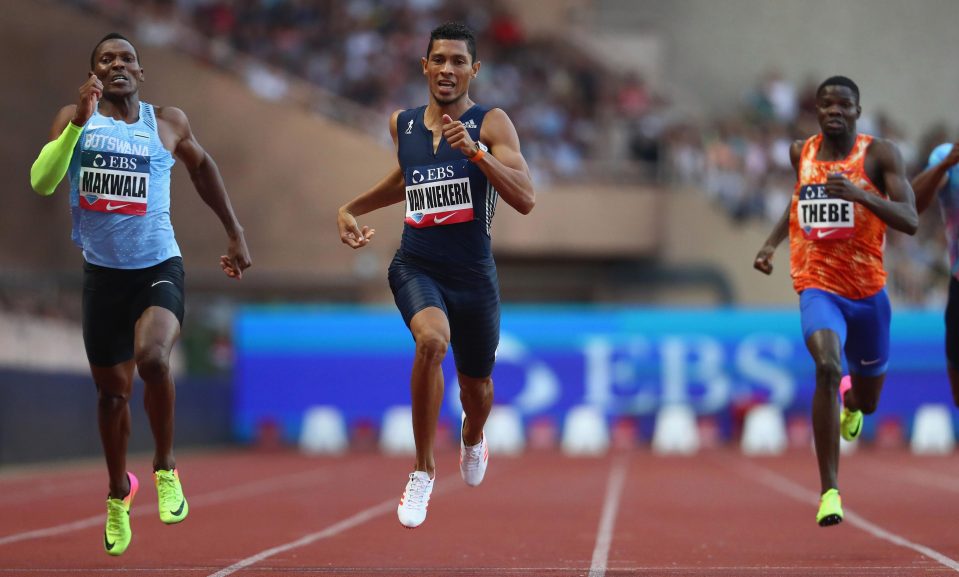 Olympic 400m champion Wayde van Niekerk set a meeting record of 43.75secs to win the 100m