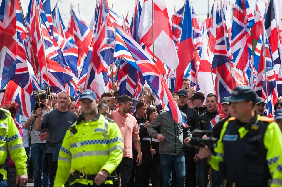  Hundreds turned out for a Britain Firstrally in Rochdale in July 2017