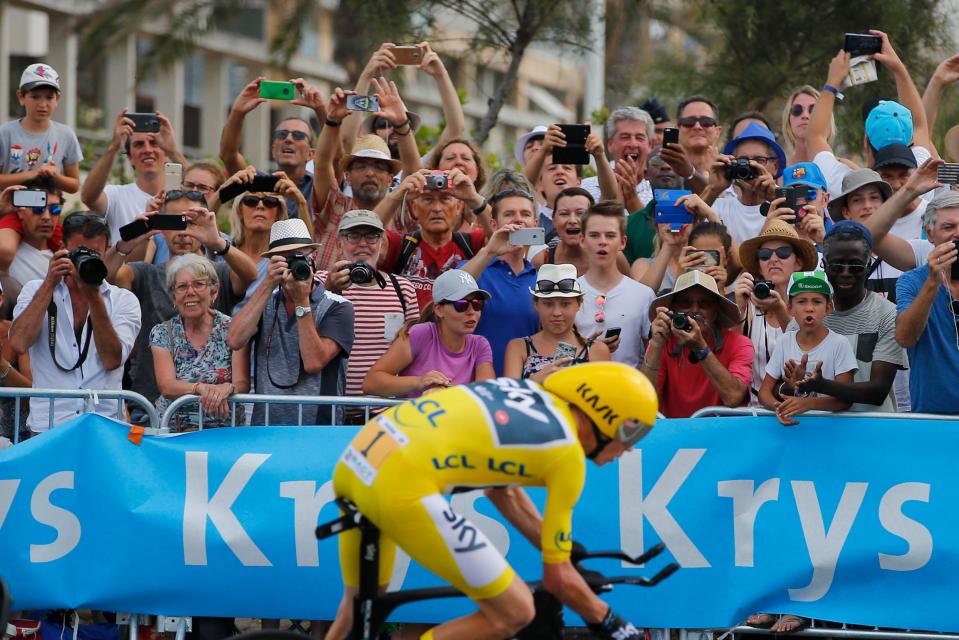  Chris Froome safely negotiates a corner as he powered through his time trial in Marseille