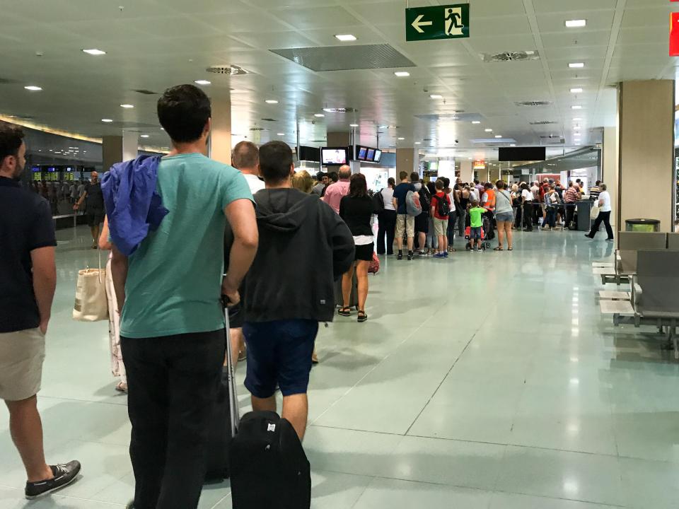  This was the scene at Ibiza Airport as thousands of passengers were urged to arrive at least three hours before their flight