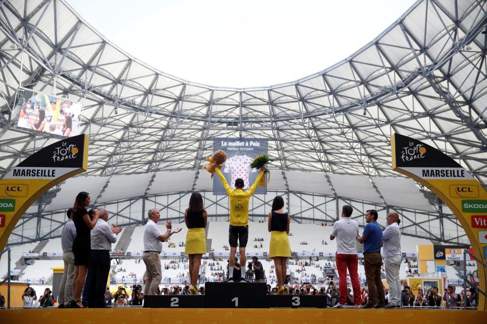  Thousands had left the stadium by the time Froome took to the podium as the French fans turned their back on the British rider