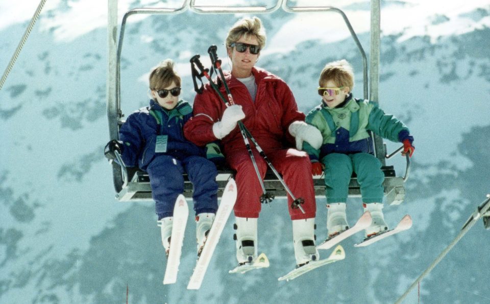  The princess and her boys don shades during a skiing holiday in Austria 1991