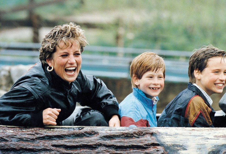  Naughty Princess Diana with Princes William and Harry on Loggers Leap ride at Thorpe Park