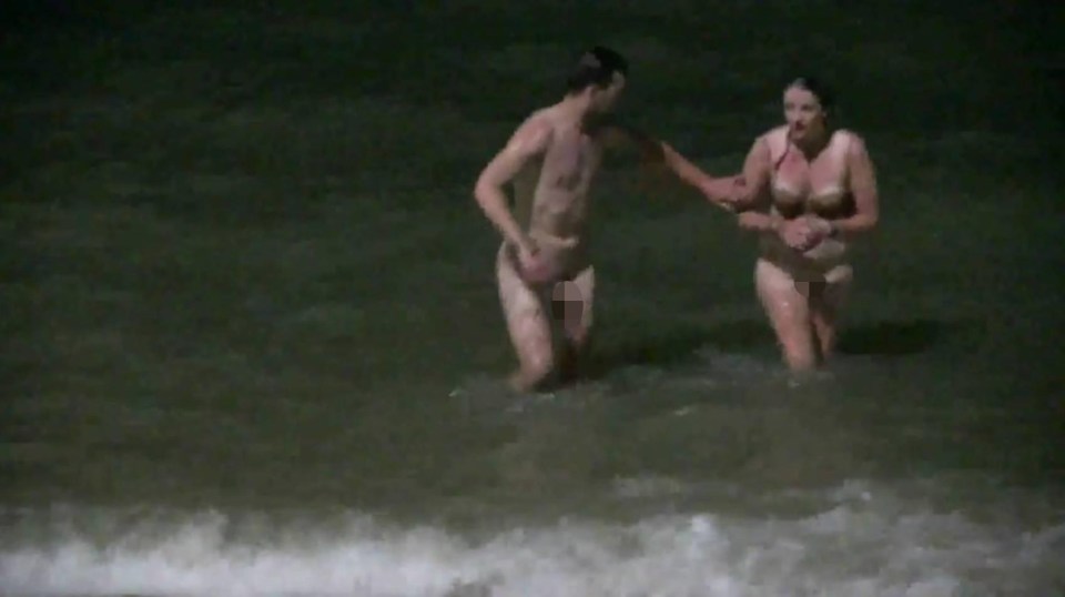 Two British tourists were arrested after they were caught naked in the sea