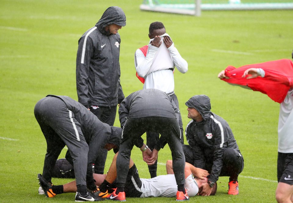 Medics were quickly on hand to attend to Diego Demma as a mortified Naby Keita looked on