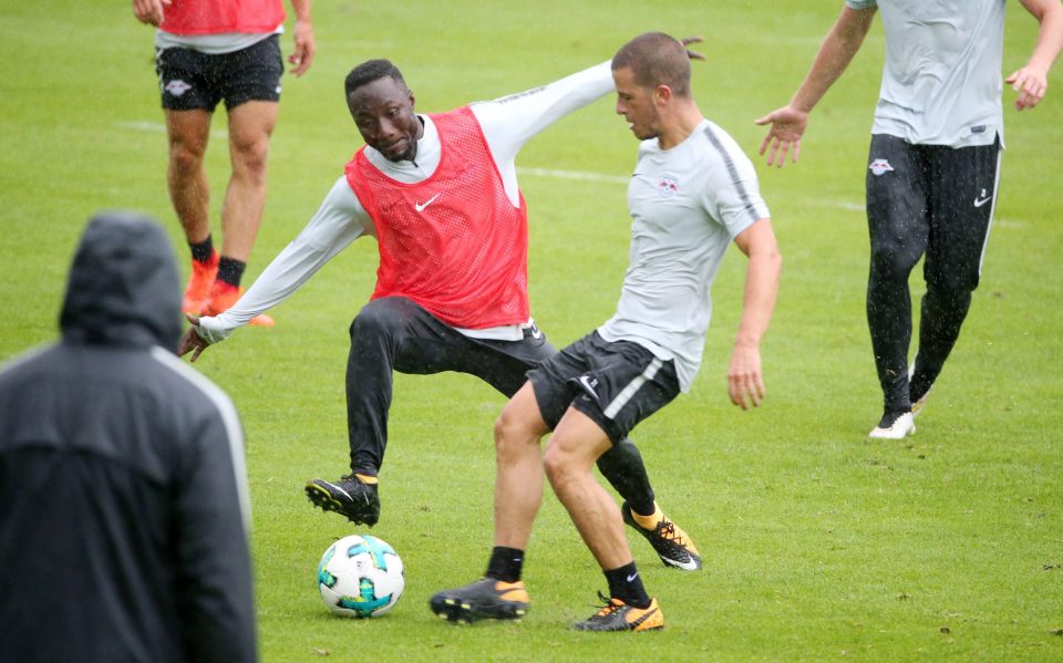 Naby Keita left a teammate writhing in pain after an X-rated challenge at training