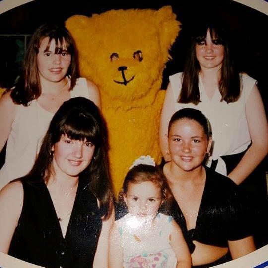 Rebecca, top left, pictured with her sisters (left to right), Michelle, Katie and Jody