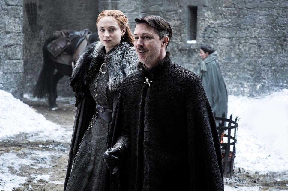  Sansa with Littlefinger, played by Aidan Gillen