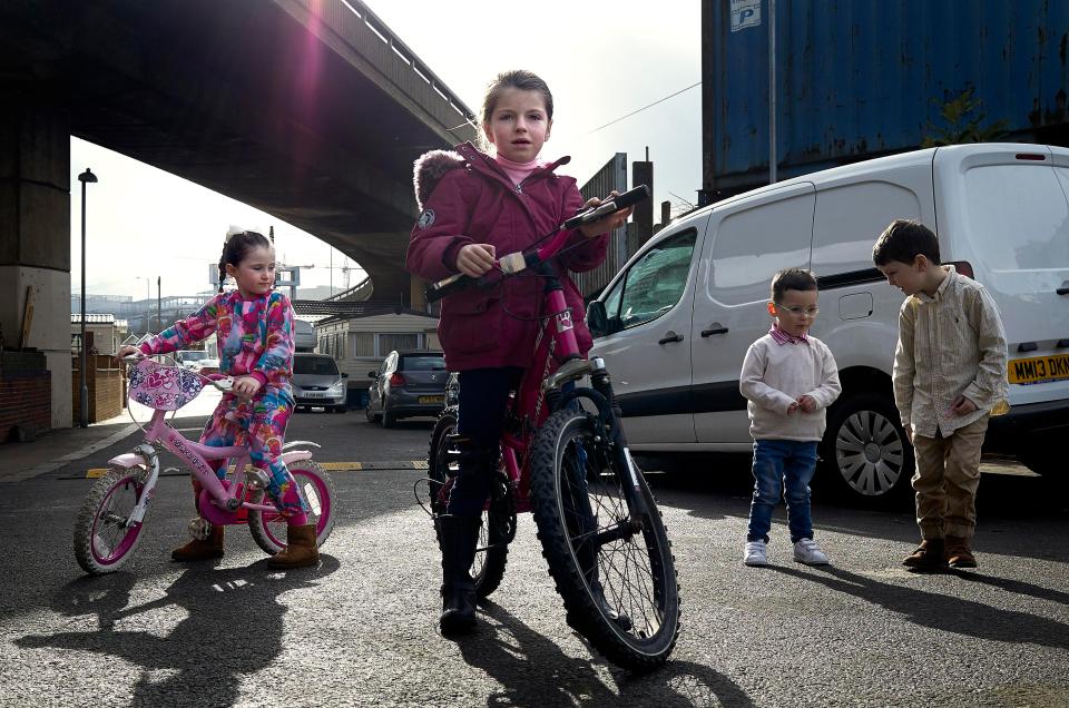 Westway children play on bikes at the site, which has welcomed travellers since the 19th century