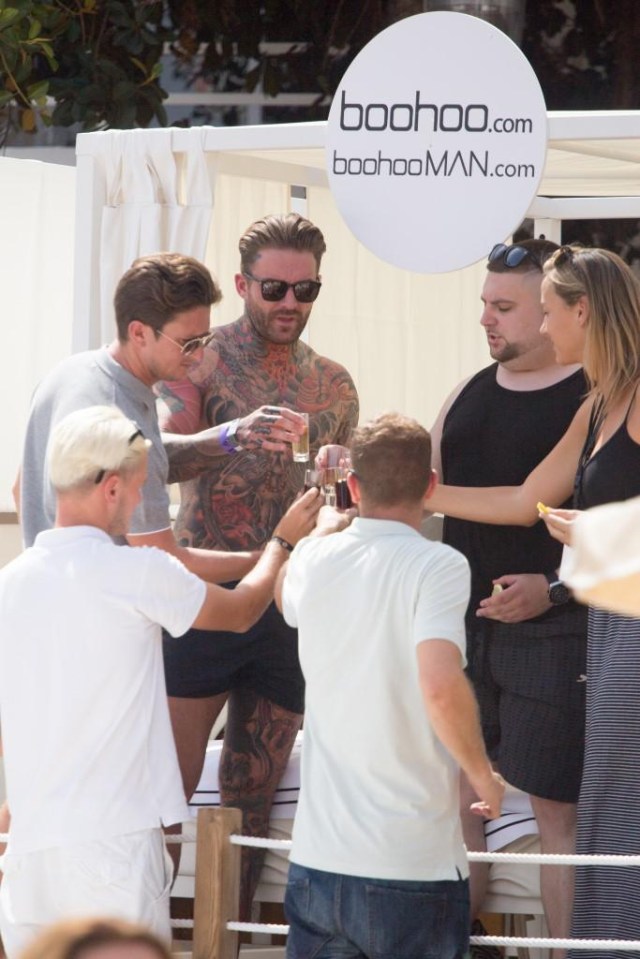 Aaron made a toast with his bunch of mates at a quieter section of the hotel