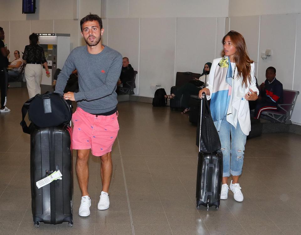  Man City new boy Bernardo Silva looked glum after arriving at Manchester Airport