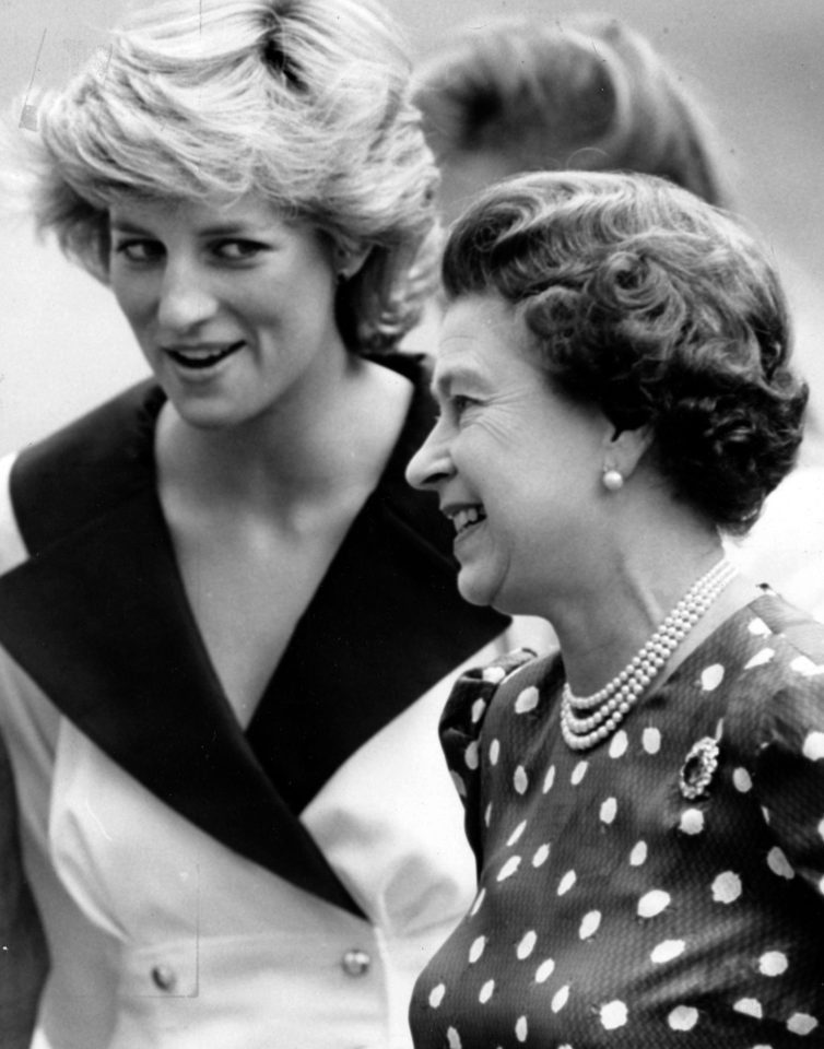  In-laws . . . a cheeky glance at the Queen at a Clarence House do in 1987