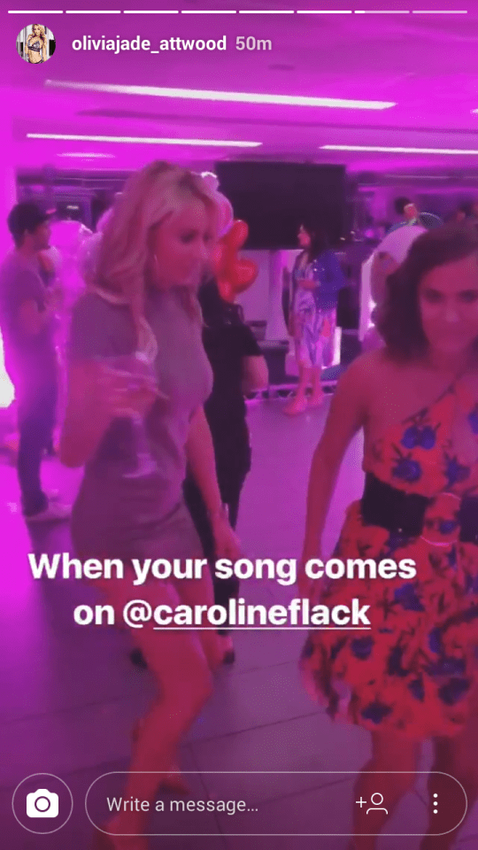  Caroline showed off her moves with Olivia after she'd managed to lure her away from the lilo