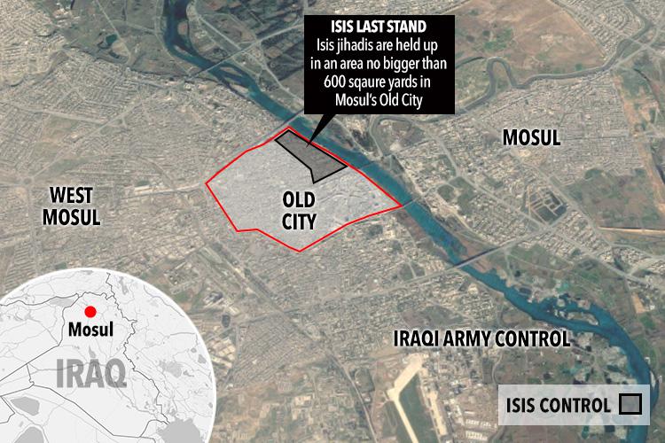 End game …this map shows how the noose is tightening on ISIS in Mosul