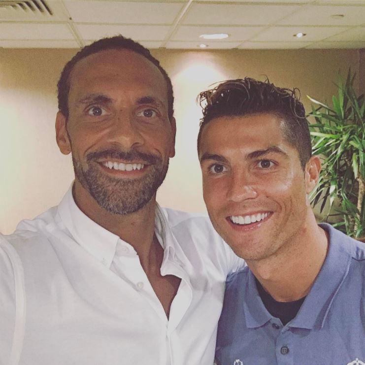  Rio Ferdinand takes a selfie with Cristiano Ronaldo in Cardiff before the Real Madrid star scored two in the Champions League final