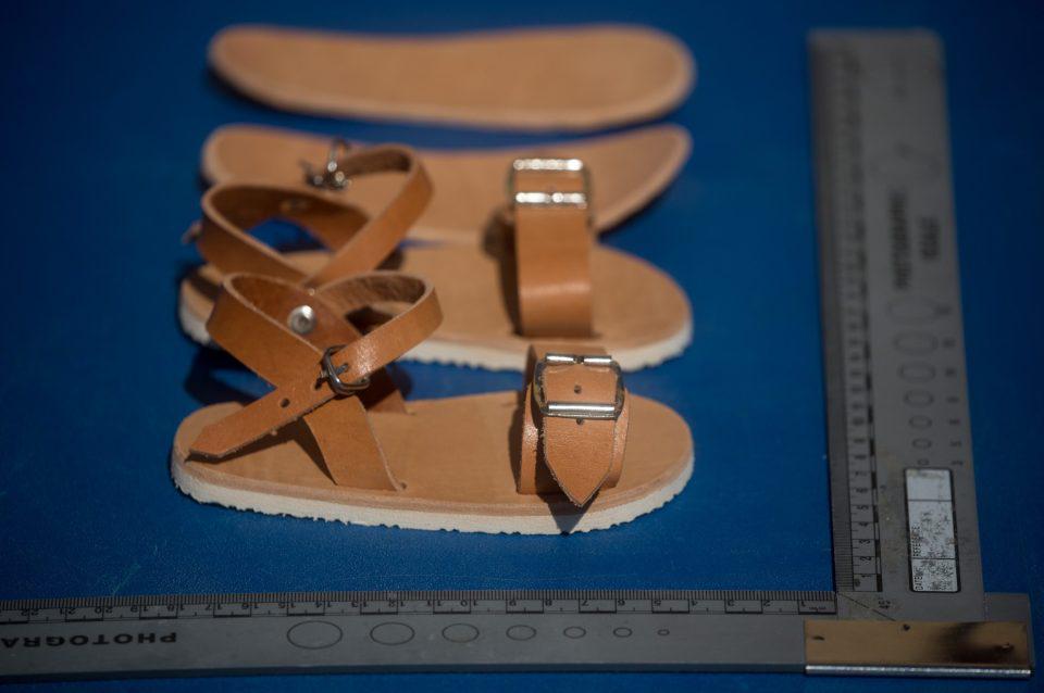 A replica pair of sandals like the ones Ben wore when he disappeared