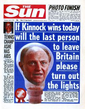 Thursday's Arsenal exodus back page echoes The Sun’s iconic front page of April 9, 1992 which helped swing the General Election in favour of the Tories.