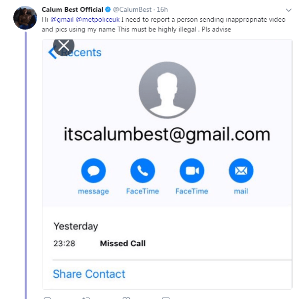  Calum revealed that someone has used his name for inappropriate emails