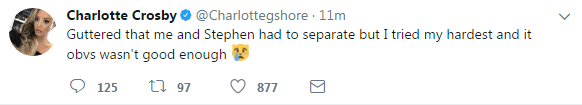  The former Geordie Shore star posted the worrying tweet tonight