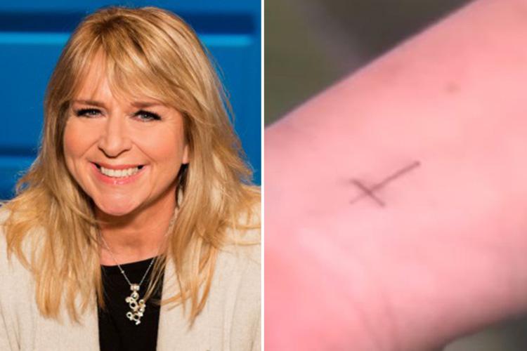  Fern Britton has two tattoos, one in an intimate location and the other is a cross on her wrist, which he had done at the age of 59