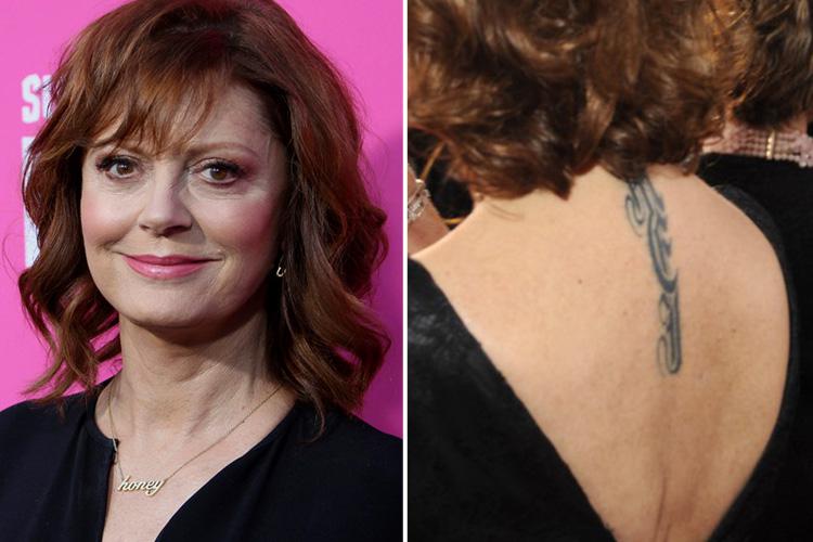  Susan Sarandon claims you're never too old for a tattoo and has a ten inch tattoo on the back of her neck with each of her three children's initials