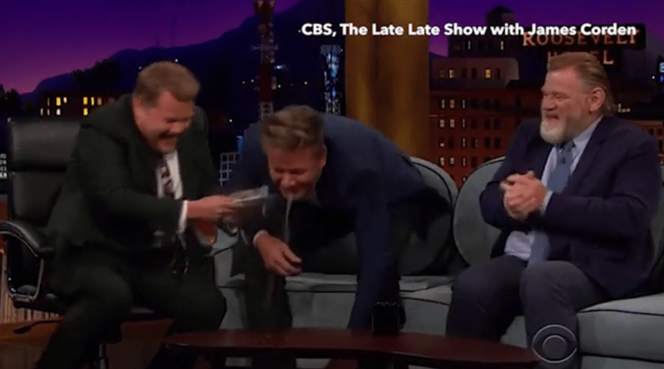  James, and guest Brendan Gleeson, couldn't stop laughing