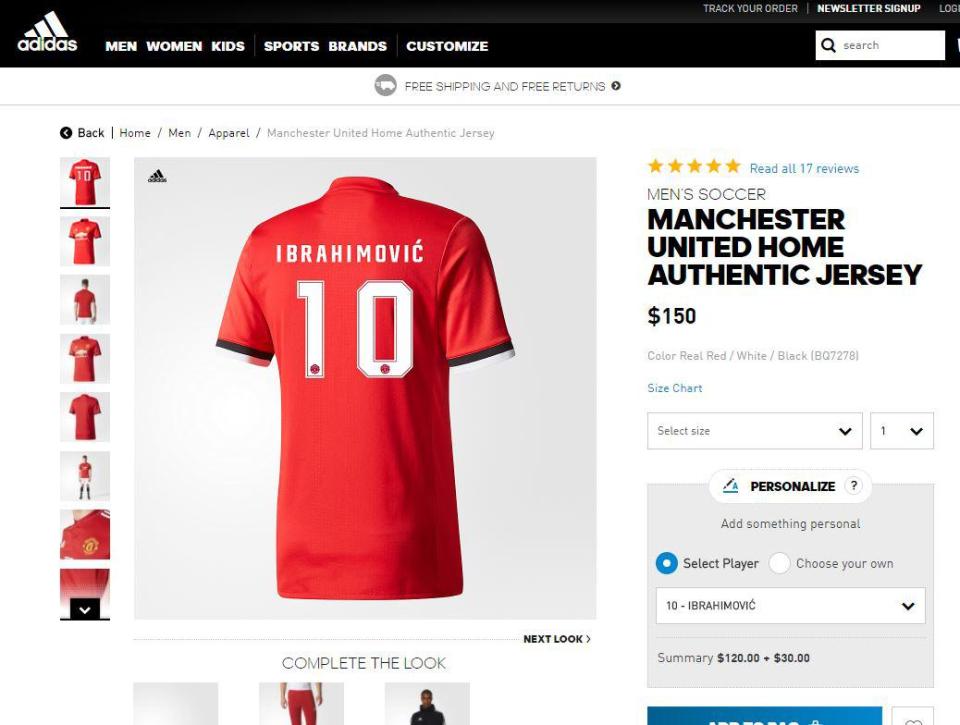 Adidas are already selling Ztalan Ibrahimovic shirts on their website