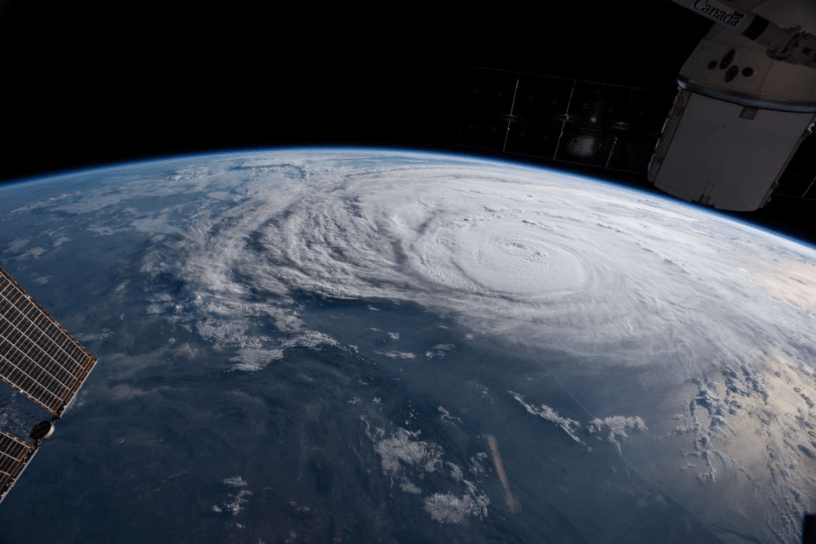  Hurricane Harvey is pictured off the coast of Texas from aboard the International Space Station