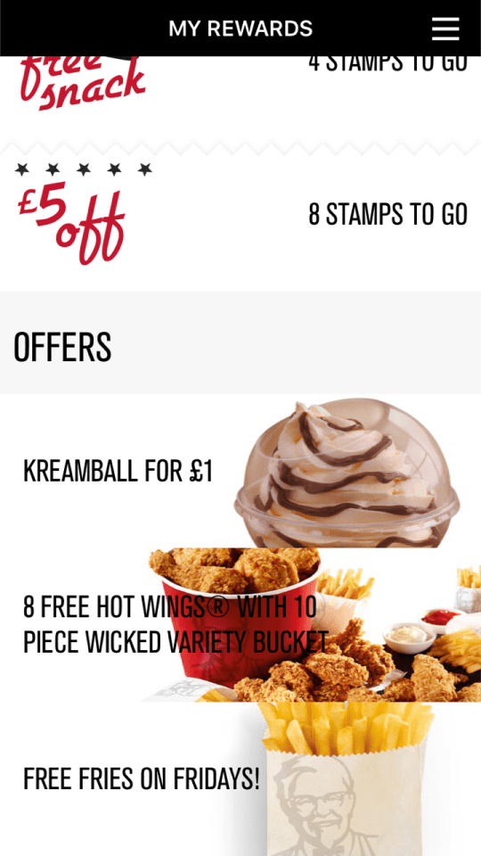  Customers can download the free Colonel's Club app and the freebie should appear in the rewards tabs under the 'offers' section