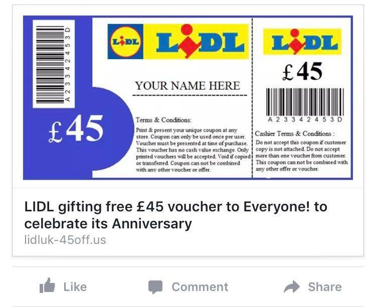  The offer promises to provide a voucher for £45, to celebrate the Lidl's anniversay.