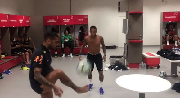  Dani Alves was teamed with Neymar and they took on Marcelo and Thiago Silva