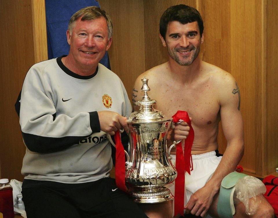 Fergie and Keane together wioth the FA Cup in happier times