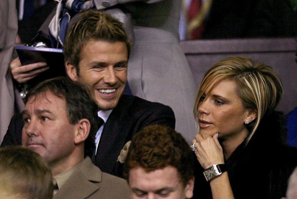 David Beckham and wife Victoria, pictured this year, were at Old Trafford when they first met 