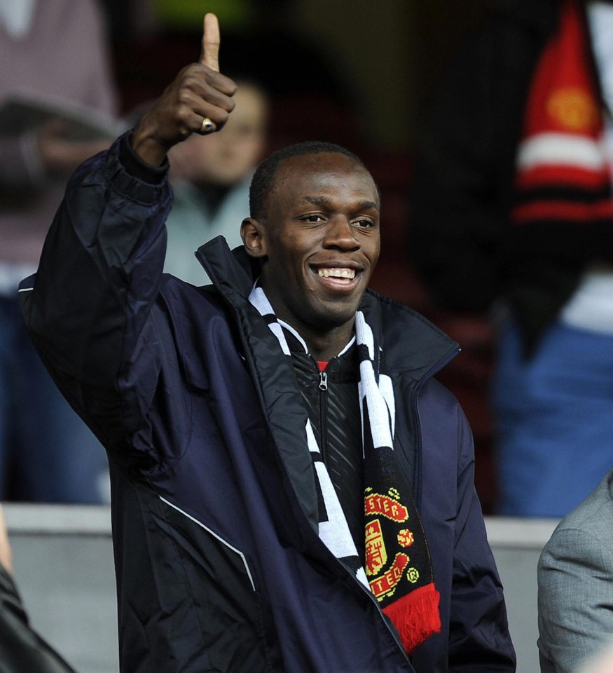 Usain Bolt would love to be on the pitch at Old Trafford rather than in the stands