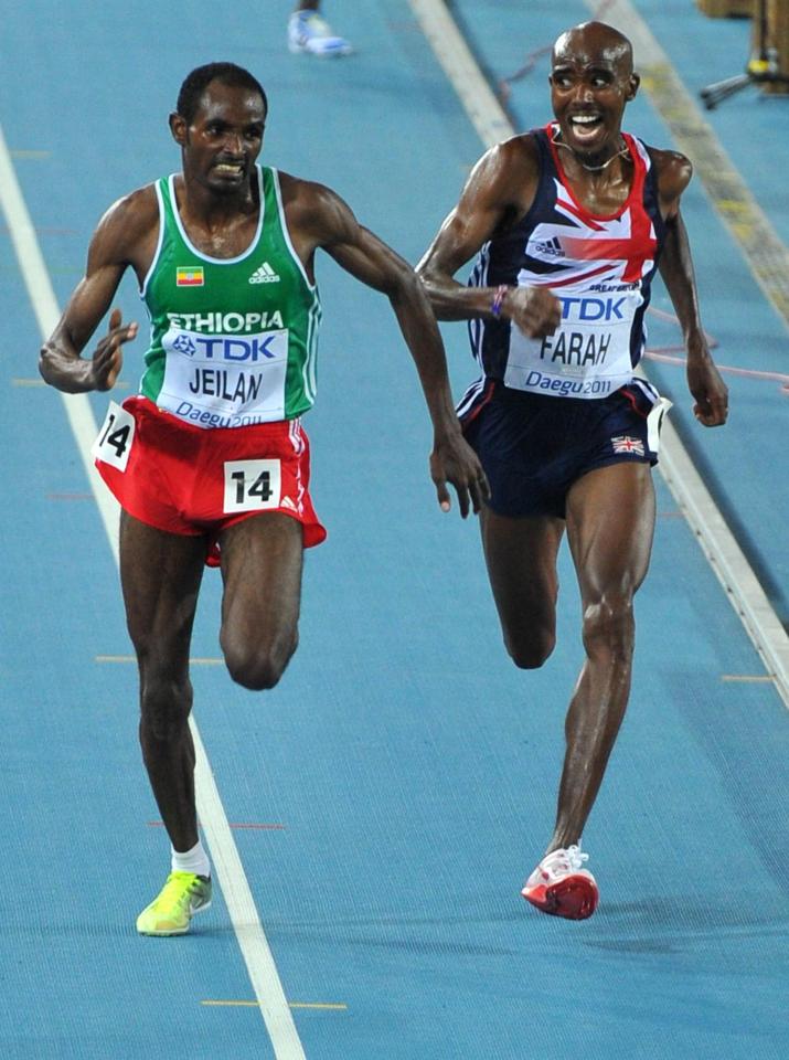 The pain is etched on the face of Farah as he is just beaten on the line in the 10,000m at the 2011 World Championships